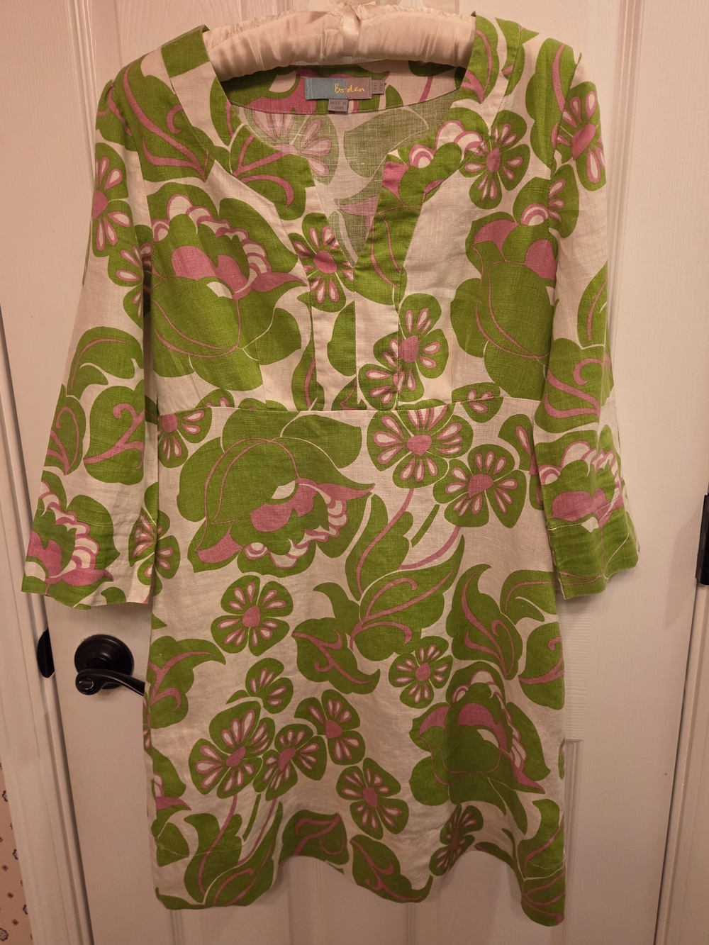 Boden Lime Green and Pink Floral Tunic Dress